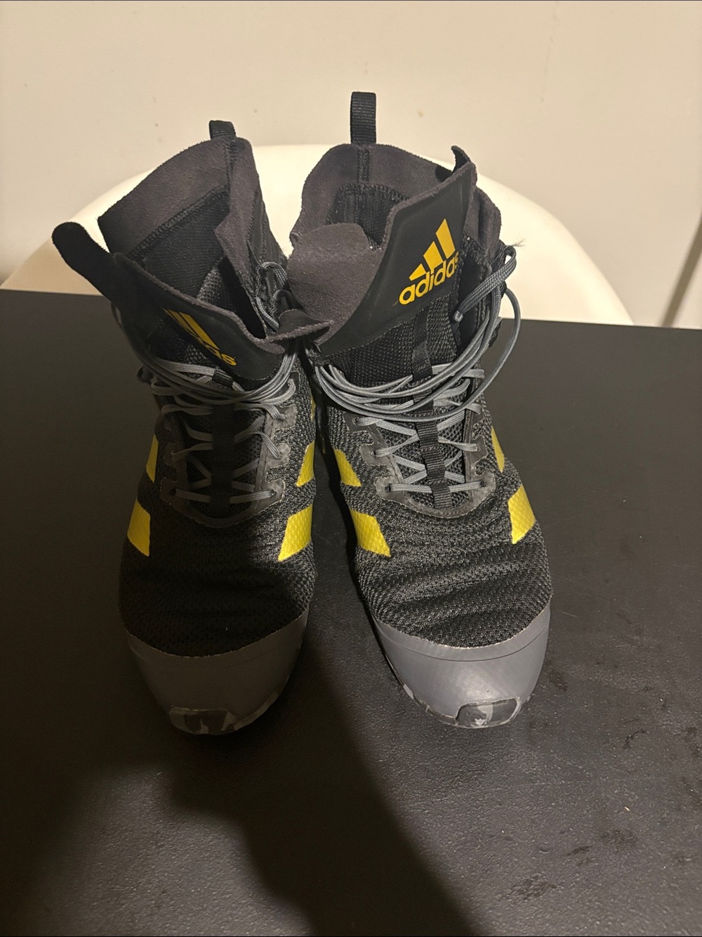 adidas Black and Yellow High-Top Training Sneakers